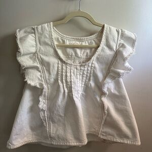 Leigh Viner X Anthropologie White Ruffled Blouse